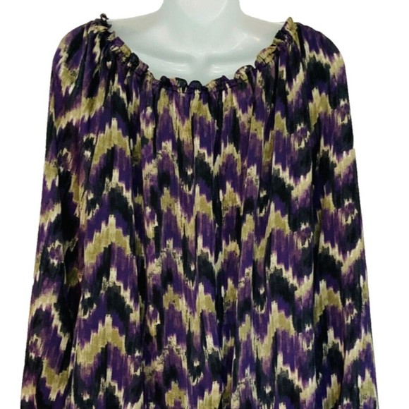 MICHAEL MICHAEL KORS Plus Size 2X Purple Watercolor Chiffon Peasant Blouse - Picture 6 of 8